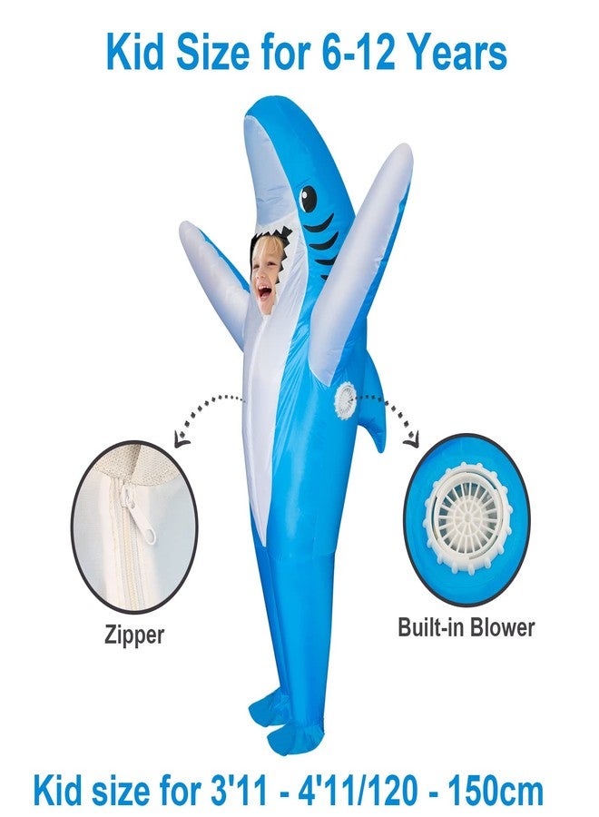 Stegosaurus Inflatable Shark Costume Kids, Halloween Shark Inflatable Costumes Funny Blow up Costume for Boys Girls - Image 2
